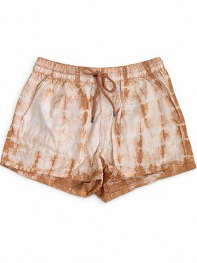 Body Glove Women's Tie-Dye Drawstring Shorts in Tan and White Size Medium